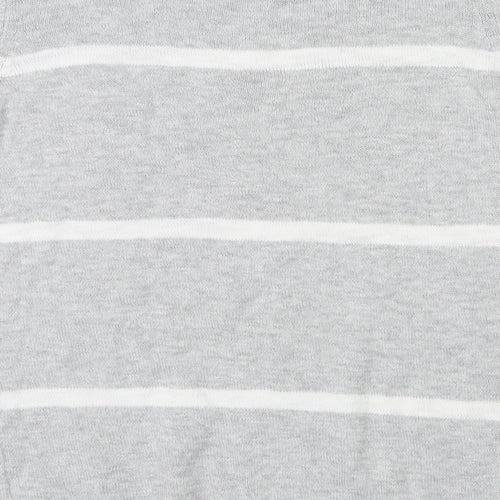Gap Womens Grey Round Neck Striped 100% Cotton Pullover Jumper Size S Pullover - Pocket