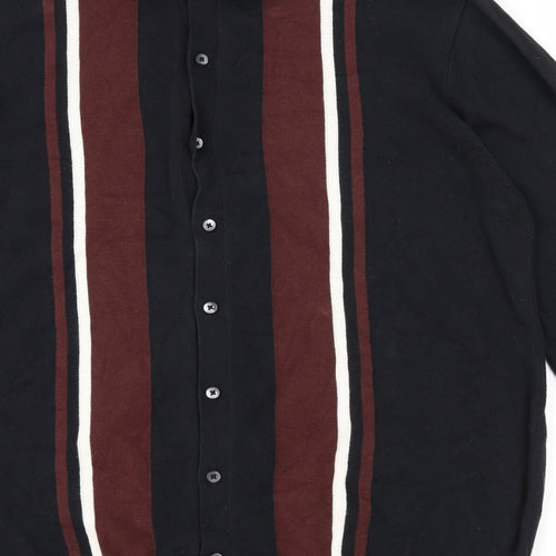 NEXT Mens Black Collared Cotton Cardigan Jumper Size XL Long Sleeve