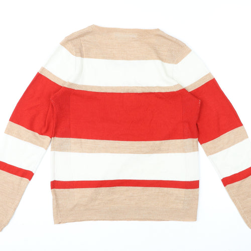 Marks and Spencer Womens Multicoloured Round Neck Striped Acrylic Pullover Jumper Size 8