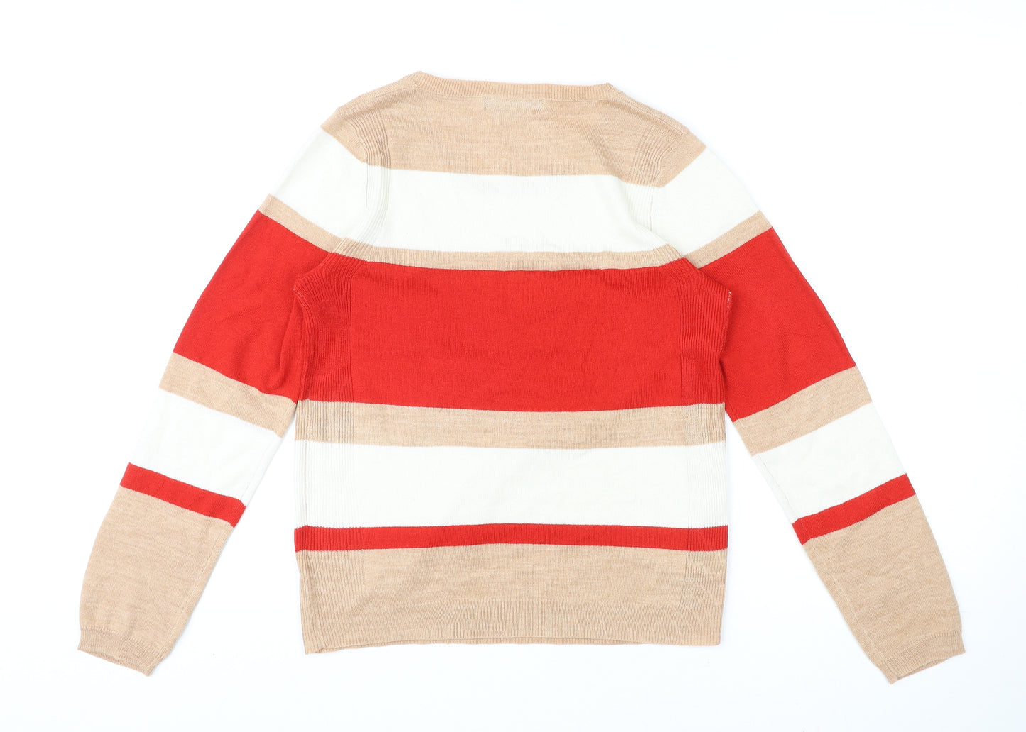 Marks and Spencer Womens Multicoloured Round Neck Striped Acrylic Pullover Jumper Size 8