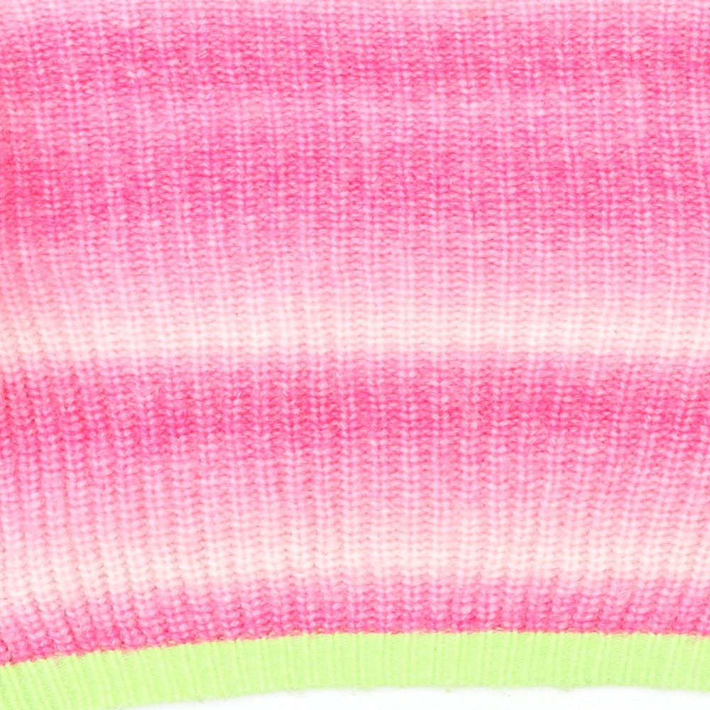 Marks and Spencer Girls Multicoloured Round Neck Geometric Acrylic Pullover Jumper Size 9-10 Years Pullover - Ombré