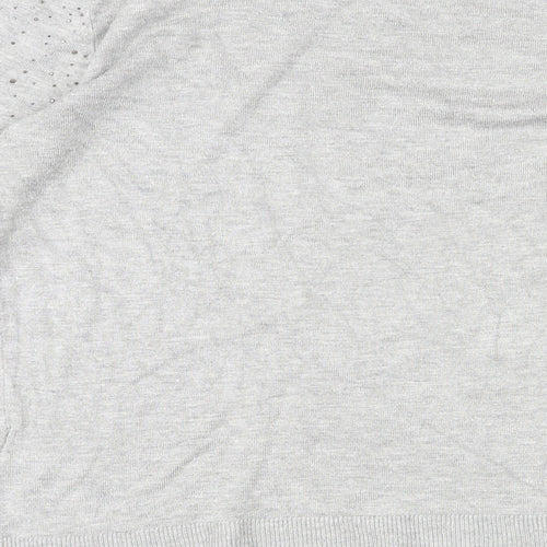 Warehouse Womens Grey Round Neck Viscose Pullover Jumper Size 12 Pullover - Beaded