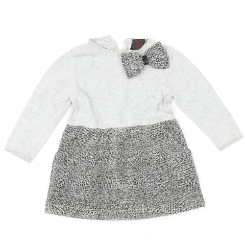 Cynthia Rowley Girls Grey Polyester Jumper Dress Size 6-9 Months Round Neck Button