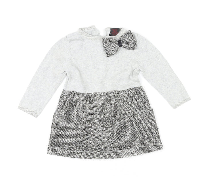 Cynthia Rowley Girls Grey Polyester Jumper Dress Size 6-9 Months Round Neck Button