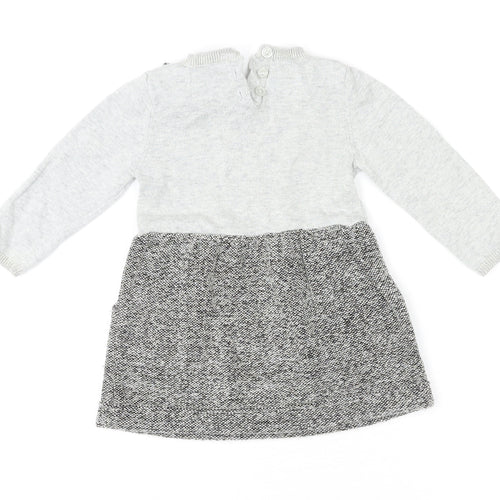 Cynthia Rowley Girls Grey Polyester Jumper Dress Size 6-9 Months Round Neck Button