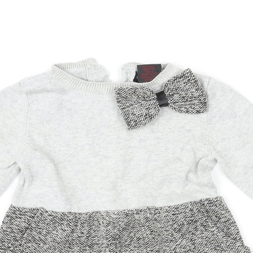 Cynthia Rowley Girls Grey Polyester Jumper Dress Size 6-9 Months Round Neck Button