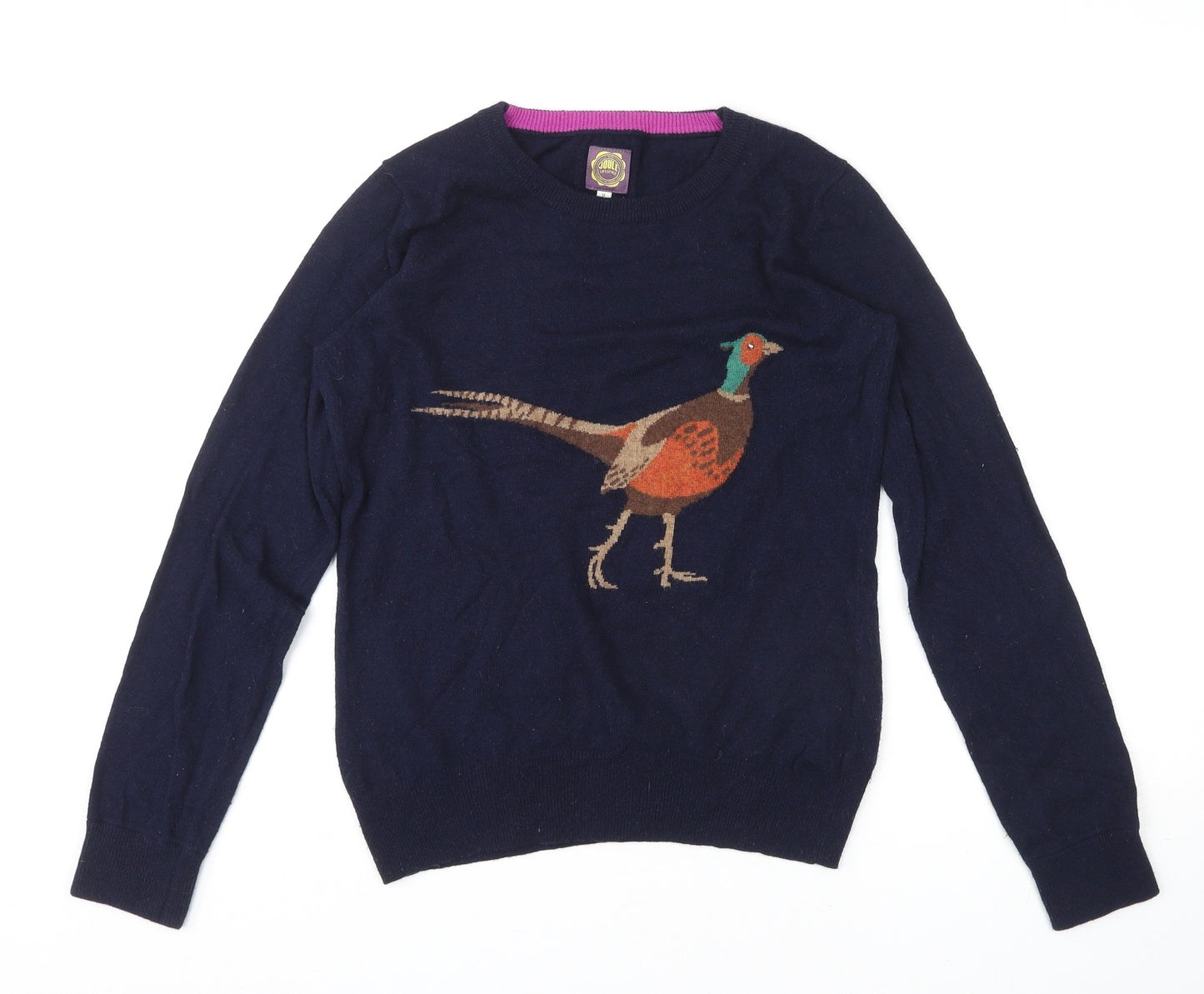 Joules Womens Blue Round Neck Viscose Pullover Jumper Size 12 - Pheasant