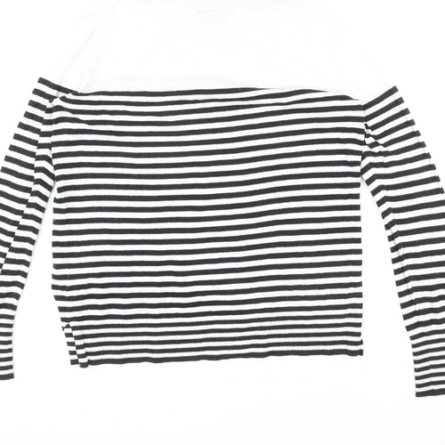 Gap Womens Multicoloured Round Neck Striped 100% Cotton Pullover Jumper Size M