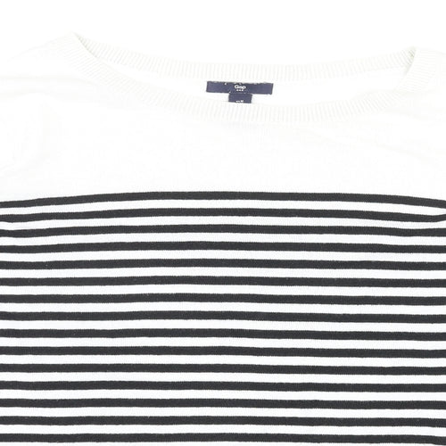 Gap Womens Multicoloured Round Neck Striped 100% Cotton Pullover Jumper Size M