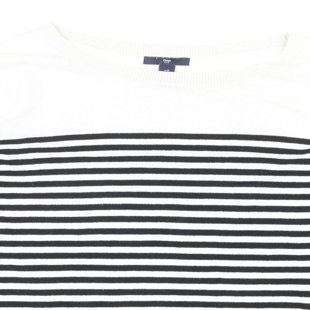 Gap Womens Multicoloured Round Neck Striped 100% Cotton Pullover Jumper Size M