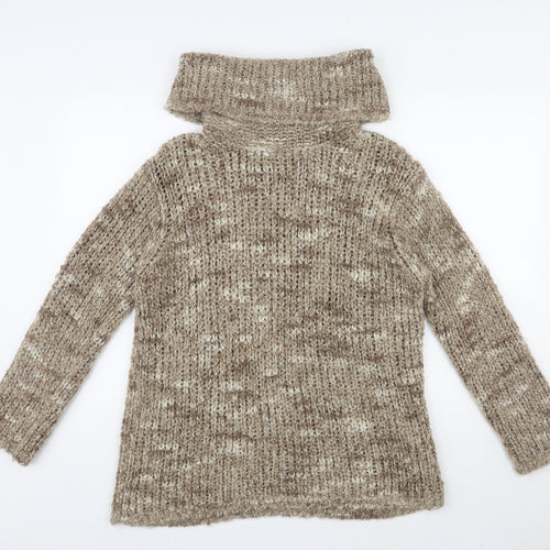 Marks and Spencer Womens Beige Roll Neck Wool Pullover Jumper Size M - Size 12-14