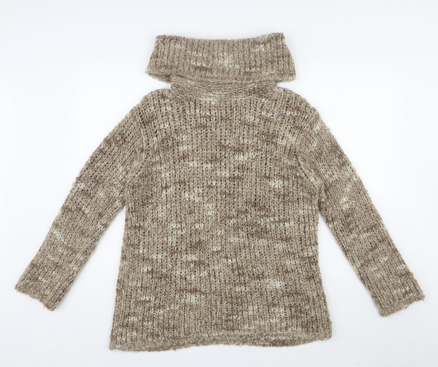 Marks and Spencer Womens Beige Roll Neck Wool Pullover Jumper Size M - Size 12-14