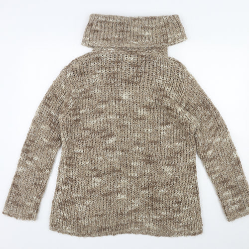 Marks and Spencer Womens Beige Roll Neck Wool Pullover Jumper Size M - Size 12-14