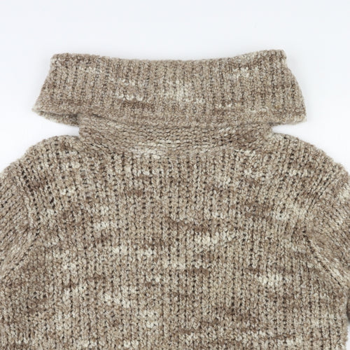 Marks and Spencer Womens Beige Roll Neck Wool Pullover Jumper Size M - Size 12-14