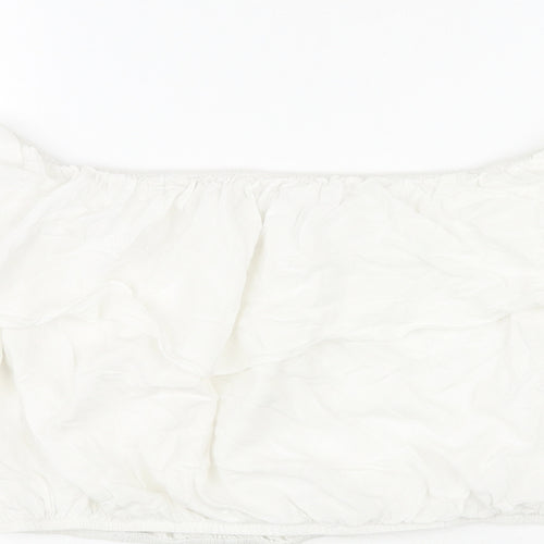 Glamorous Womens White Viscose Cropped Blouse Size M Off the Shoulder
