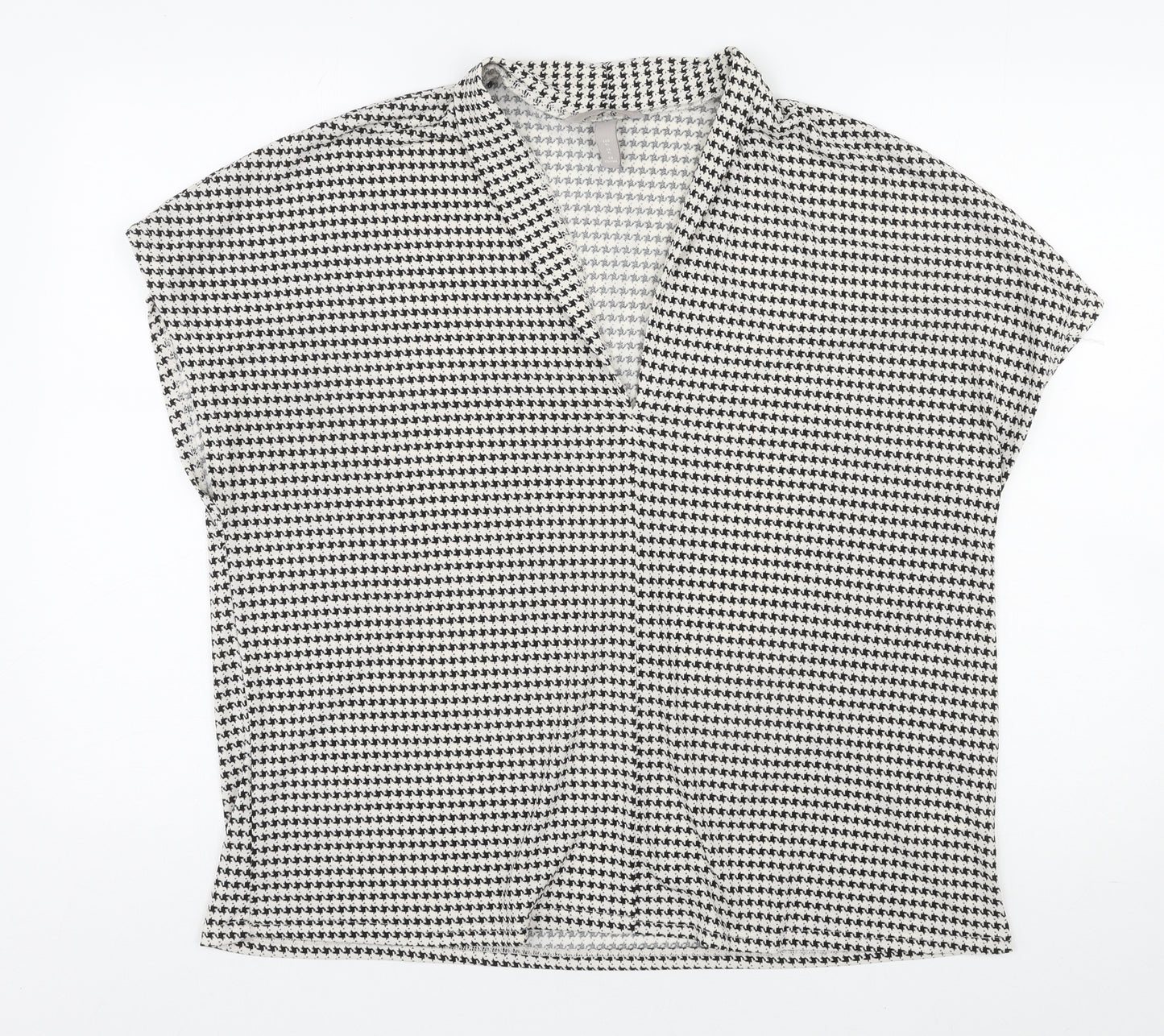H&M Womens White Geometric Polyester Basic Blouse Size XL V-Neck