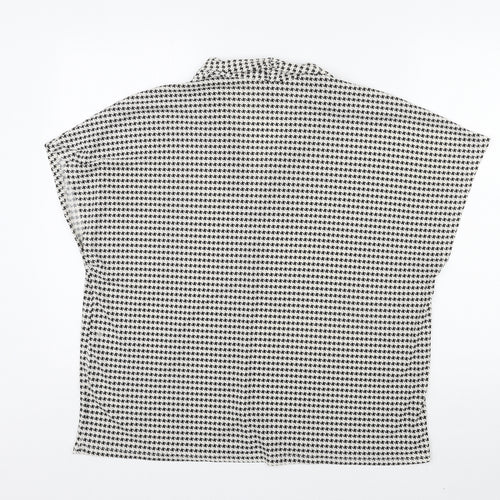 H&M Womens White Geometric Polyester Basic Blouse Size XL V-Neck
