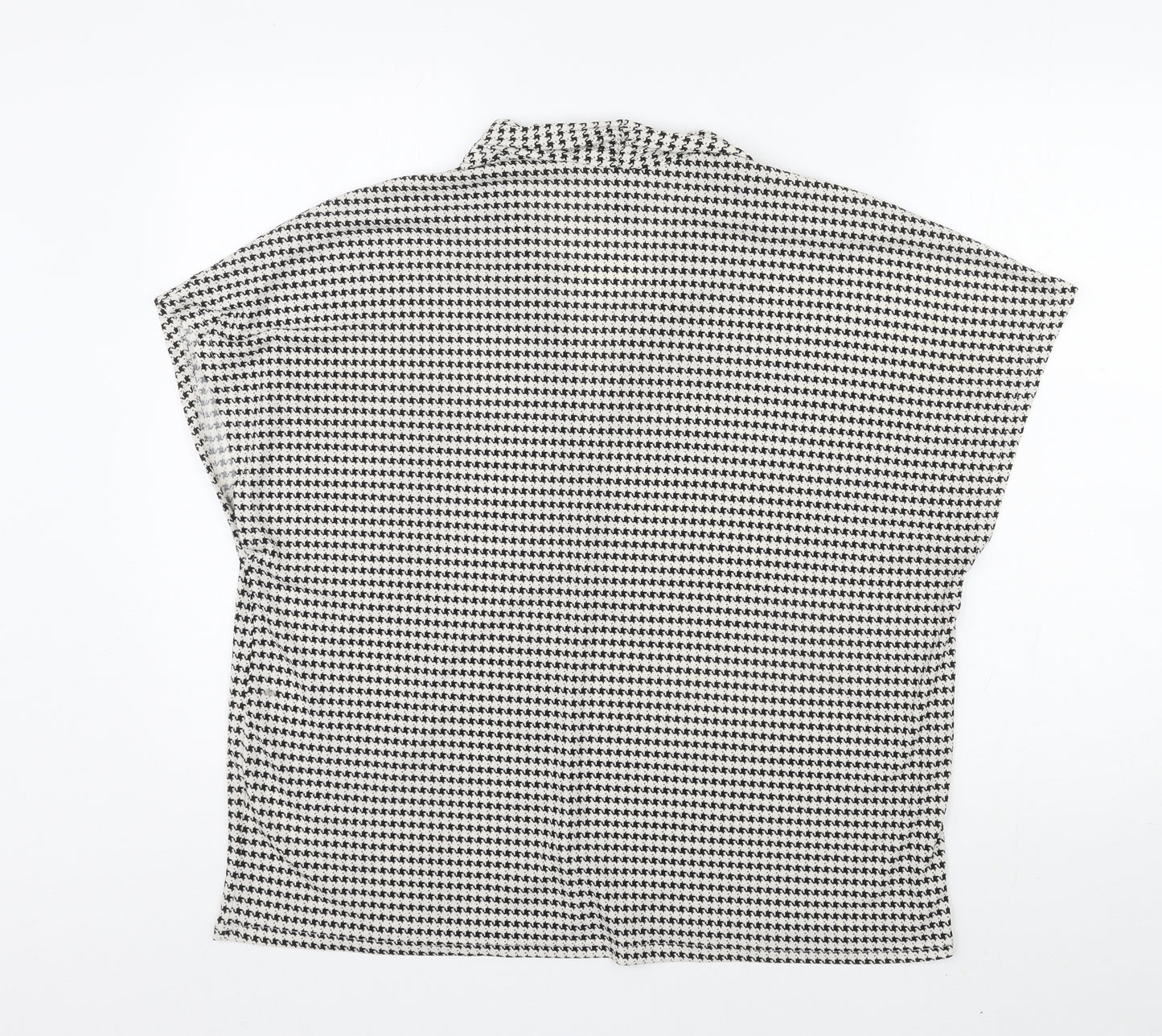 H&M Womens White Geometric Polyester Basic Blouse Size XL V-Neck