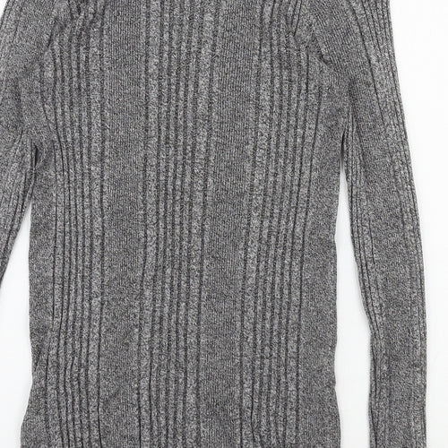 Marks and Spencer Womens Grey Scoop Neck Viscose Pullover Jumper Size 10 Pullover - Ribbed