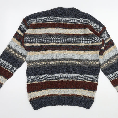 St Michael Boys Multicoloured Round Neck Striped Acrylic Pullover Jumper Size 13-14 Years Pullover