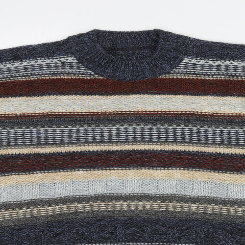 St Michael Boys Multicoloured Round Neck Striped Acrylic Pullover Jumper Size 13-14 Years Pullover