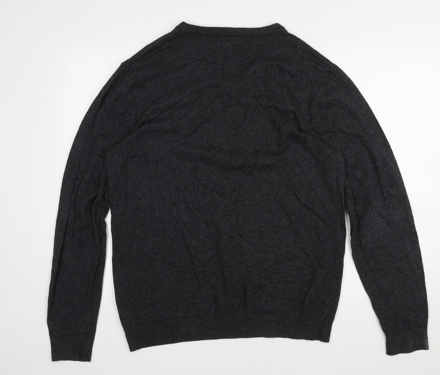 NEXT Mens Black V-Neck Cotton Pullover Jumper Size L Long Sleeve