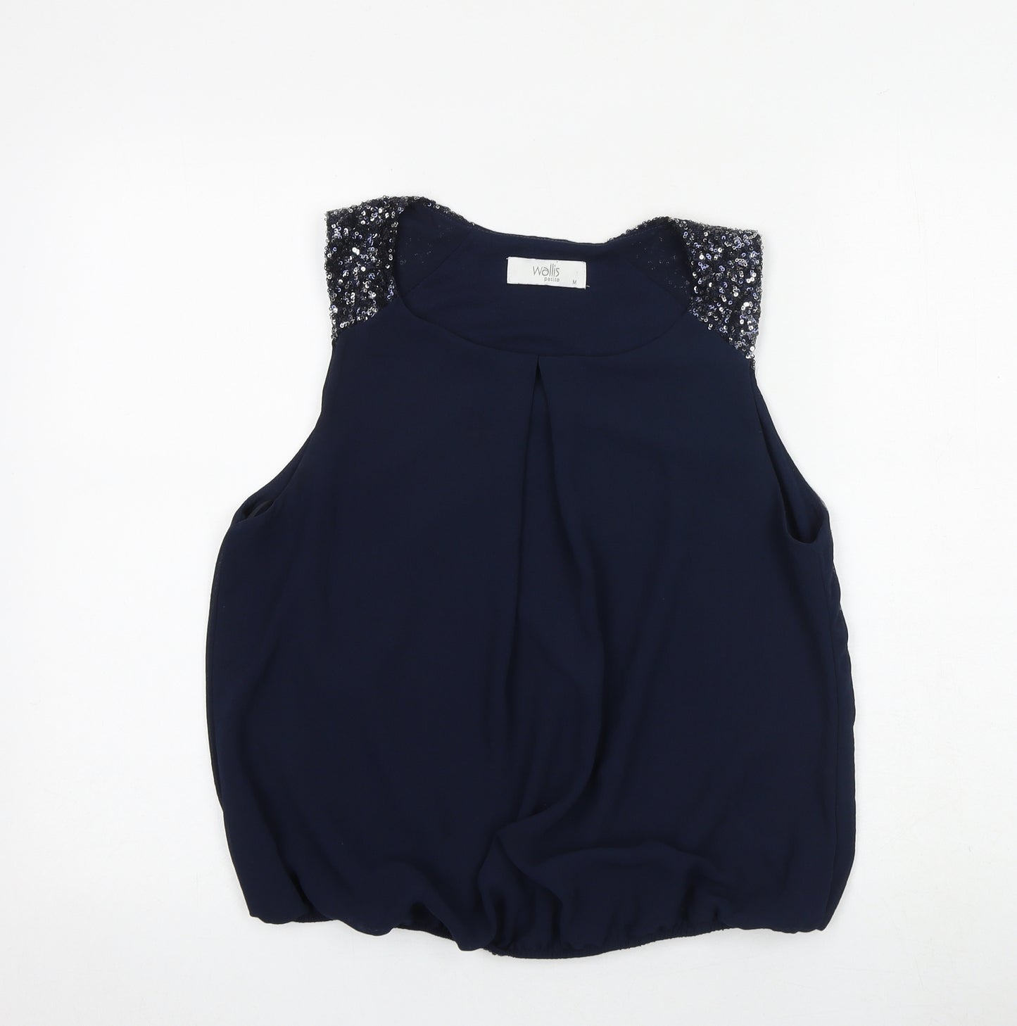 Wallis Womens Blue Polyester Basic Blouse Size M Boat Neck