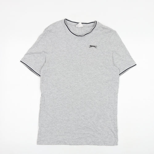 Slazenger Mens Grey Cotton T-Shirt Size XS Round Neck