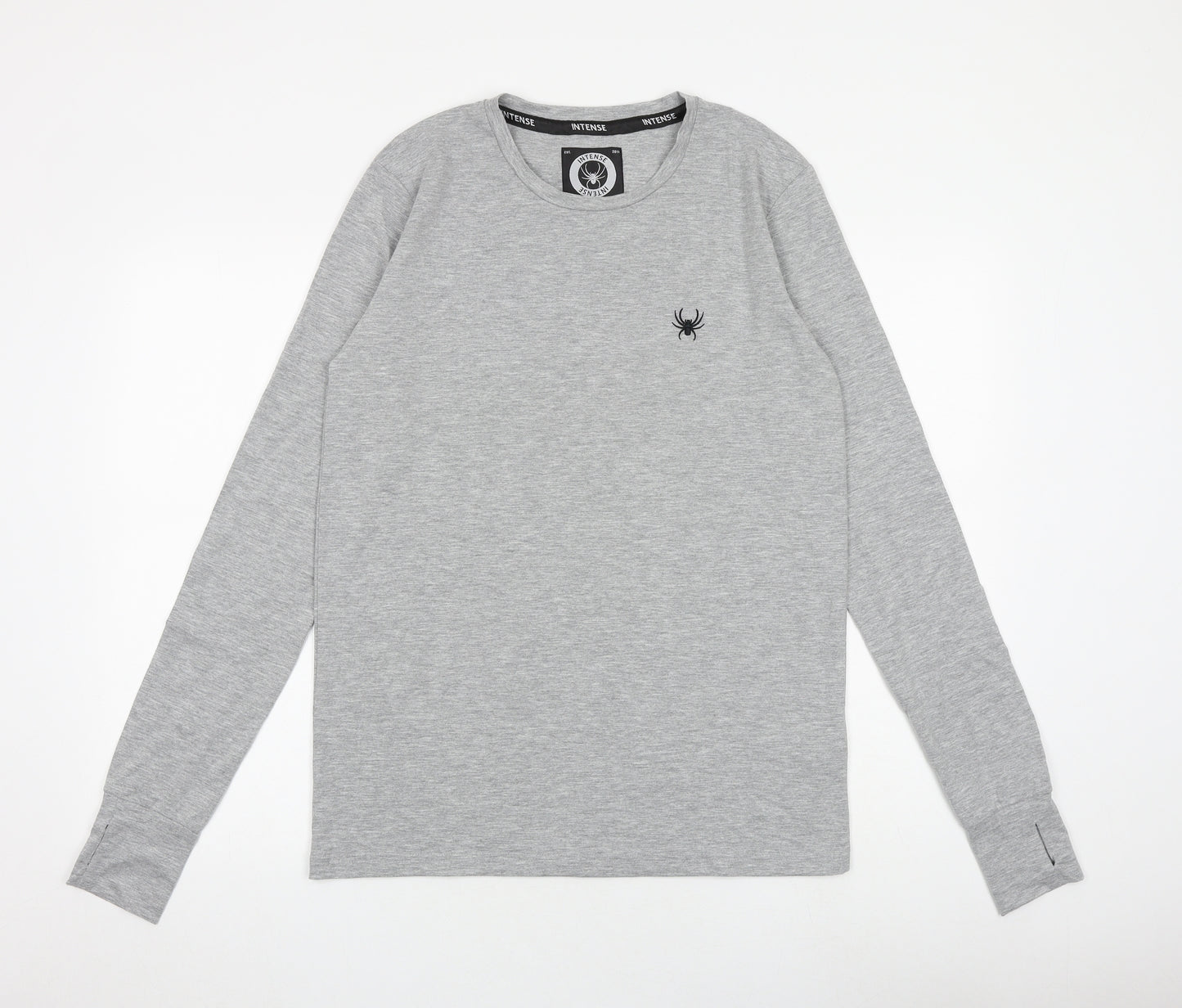 Intense Mens Grey Cotton T-Shirt Size S Round Neck