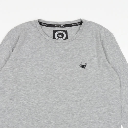 Intense Mens Grey Cotton T-Shirt Size S Round Neck