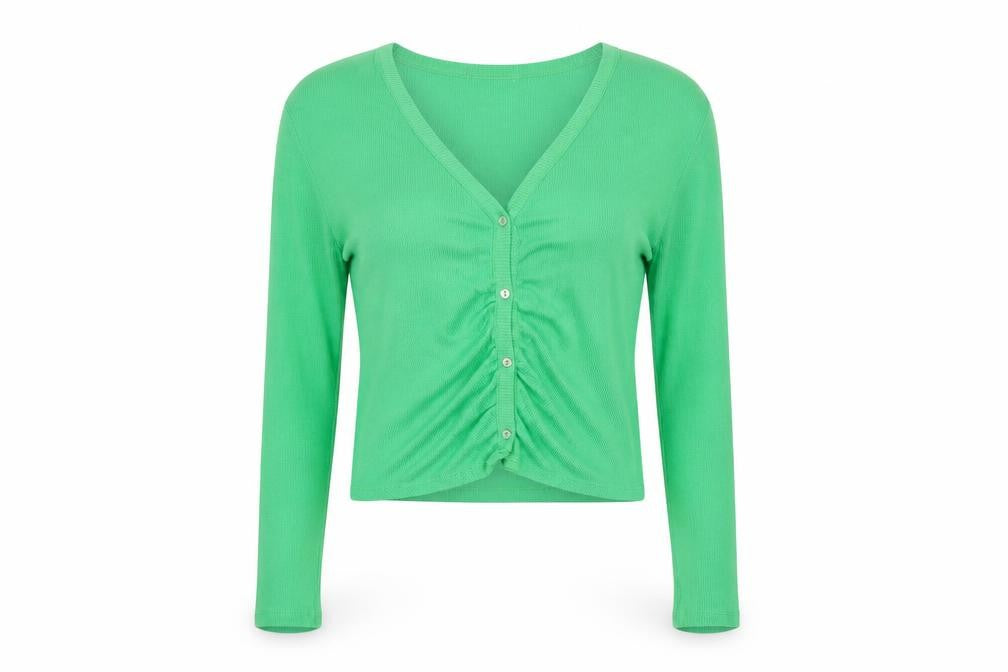Zara Womens Green V-Neck Viscose Cardigan Jumper Size M