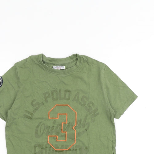 US Polo Assn. Boys Green 100% Cotton Pullover T-Shirt Size 10-11 Years Round Neck Pullover