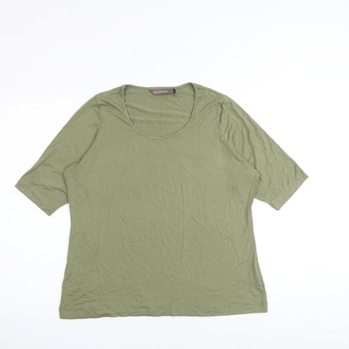 Marks and Spencer Womens Green Viscose Basic T-Shirt Size 18 Round Neck