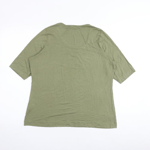 Marks and Spencer Womens Green Viscose Basic T-Shirt Size 18 Round Neck