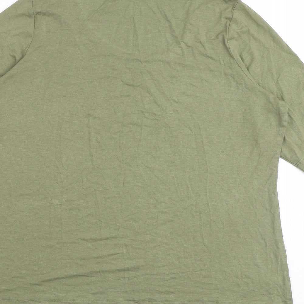Marks and Spencer Womens Green Viscose Basic T-Shirt Size 18 Round Neck