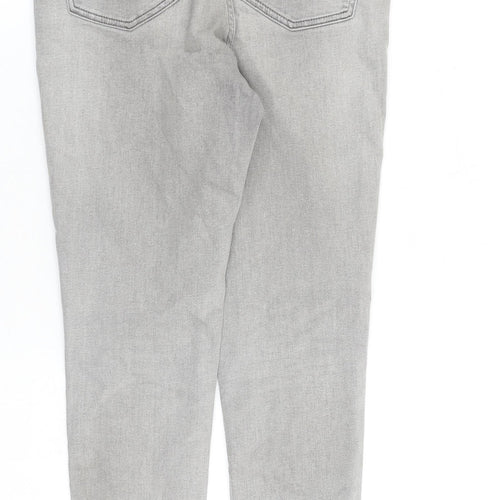 Marks and Spencer Womens Grey Cotton Skinny Jeans Size 12 L28 in Slim Zip