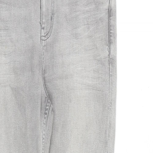 Marks and Spencer Womens Grey Cotton Skinny Jeans Size 12 L28 in Slim Zip
