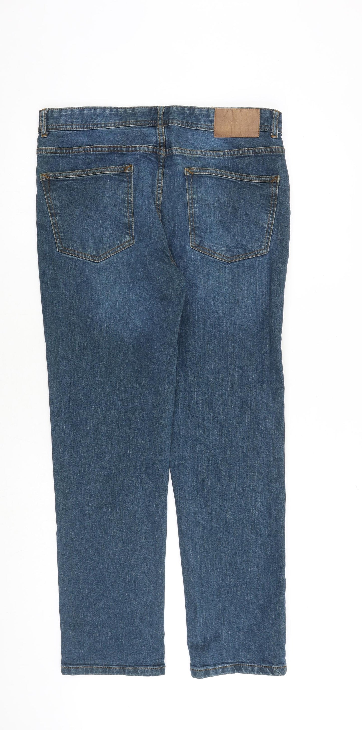 Denim & Co. Mens Blue Cotton Straight Jeans Size 32 in L30 in Regular Button