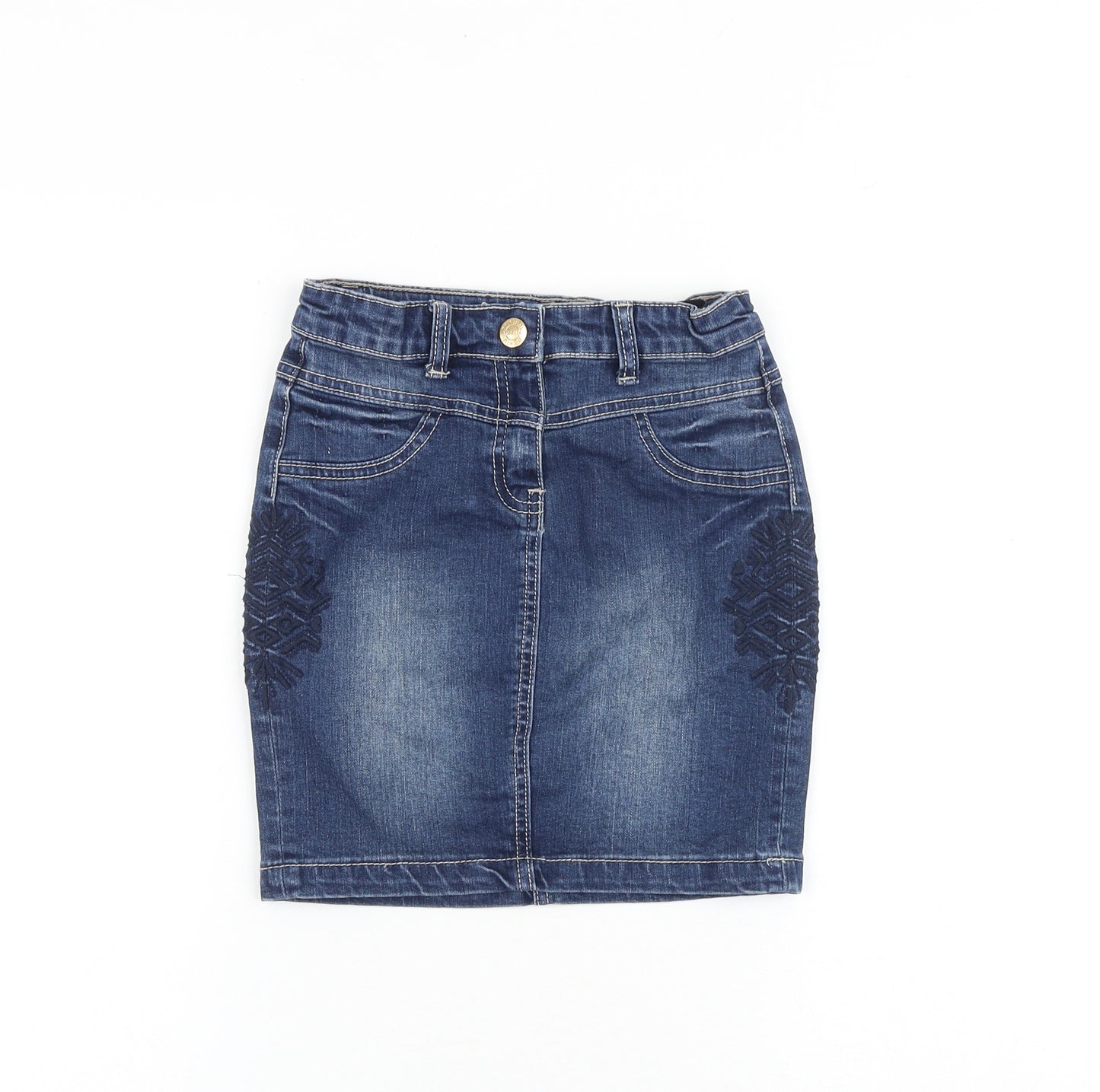 TISSAIA Girls Blue Cotton A-Line Skirt Size XS Regular Zip