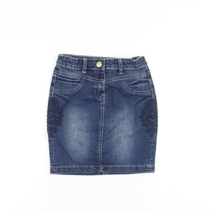 TISSAIA Girls Blue Cotton A-Line Skirt Size XS Regular Zip