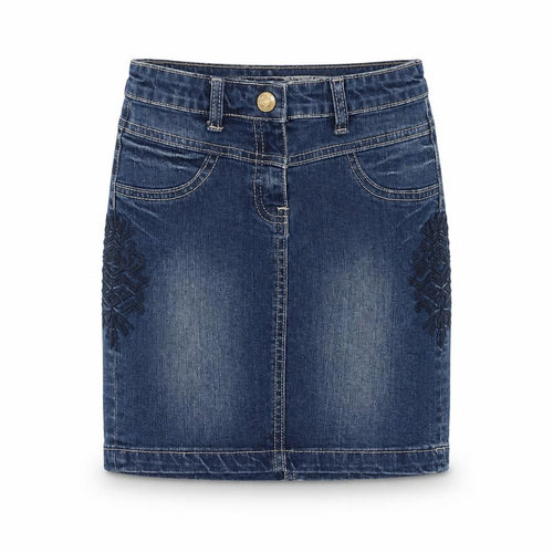 TISSAIA Girls Blue Cotton A-Line Skirt Size XS Regular Zip
