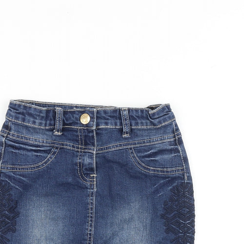 TISSAIA Girls Blue Cotton A-Line Skirt Size XS Regular Zip