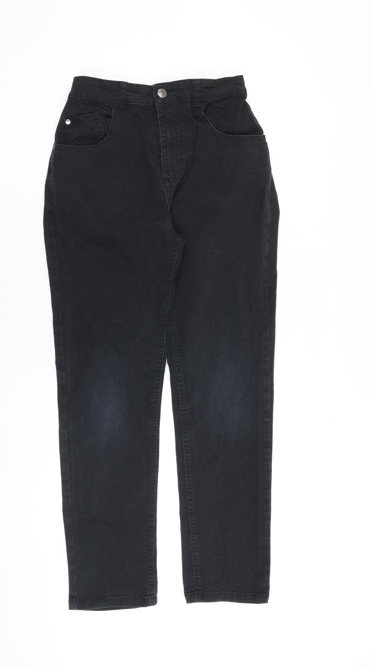 George Boys Black Cotton Straight Jeans Size 13-14 Years L26 in Regular Zip
