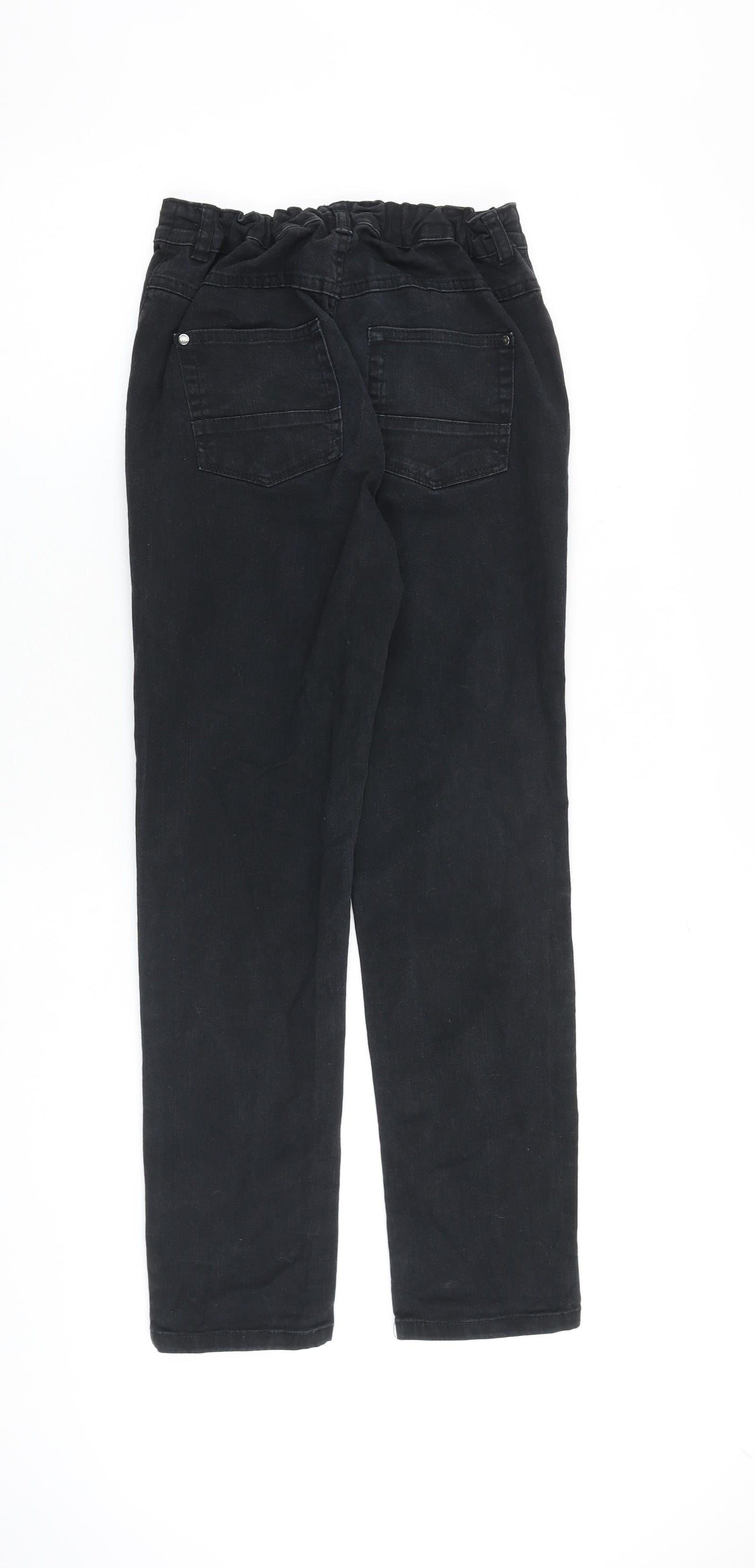 George Boys Black Cotton Straight Jeans Size 13-14 Years L26 in Regular Zip