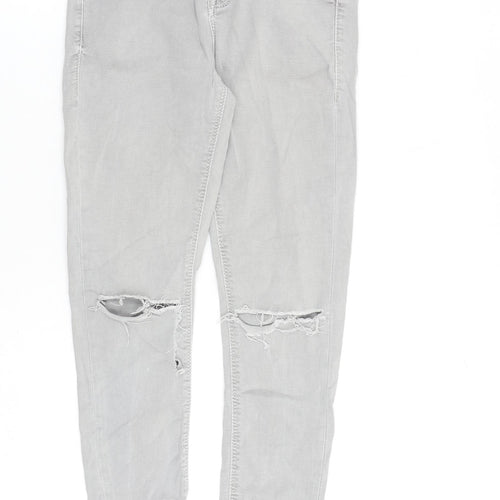 Topshop Womens Grey Cotton Skinny Jeans Size 26 in L30 in Slim Zip