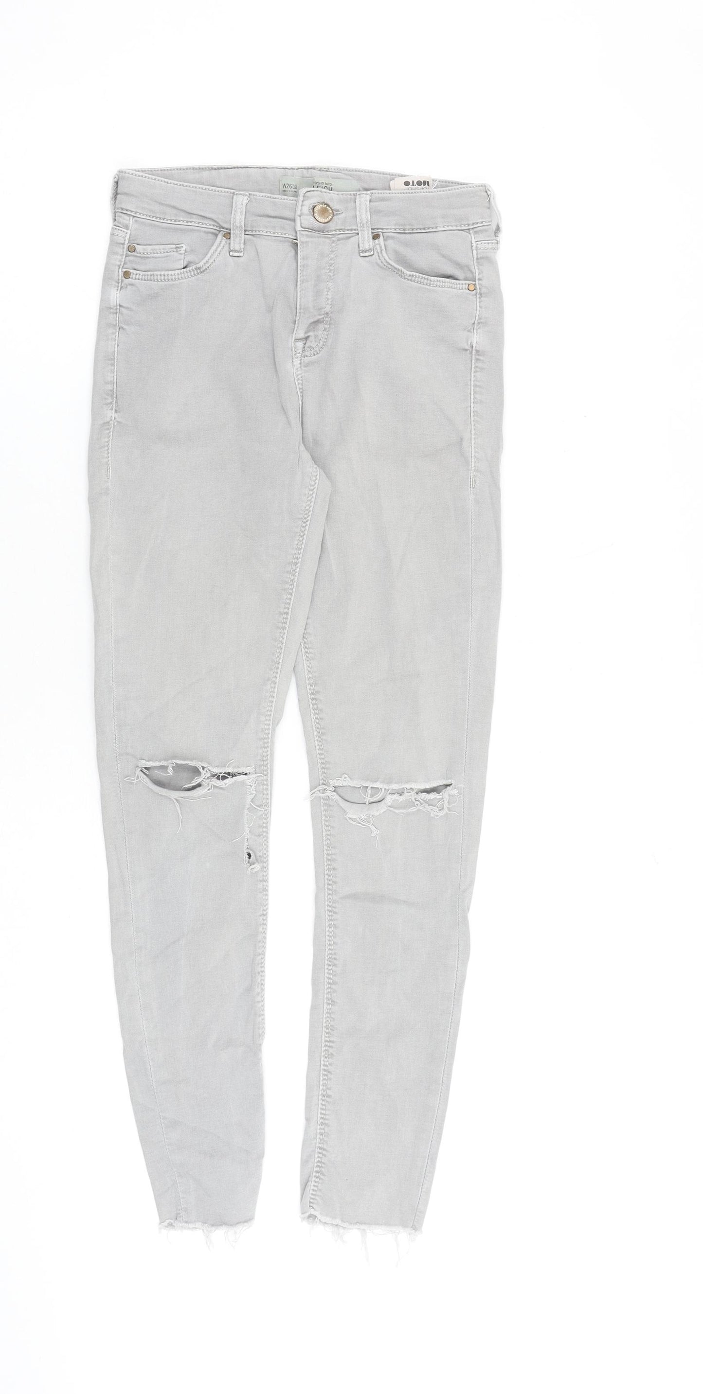 Topshop Womens Grey Cotton Skinny Jeans Size 26 in L30 in Slim Zip