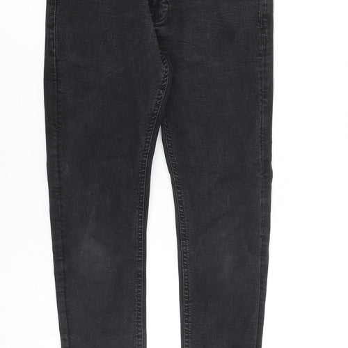 Easy Mens Black Cotton Skinny Jeans Size 28 in L30 in Extra-Slim Zip