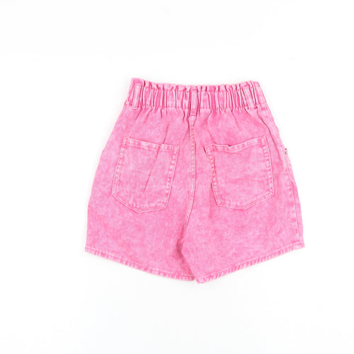 &Denim Girls Pink Geometric 100% Cotton Boyfriend Shorts Size S L3 in Regular Zip