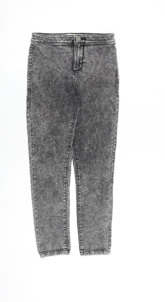 Denim & Co. Girls Grey Cotton Skinny Jeans Size 9-10 Years L23 in Regular Zip