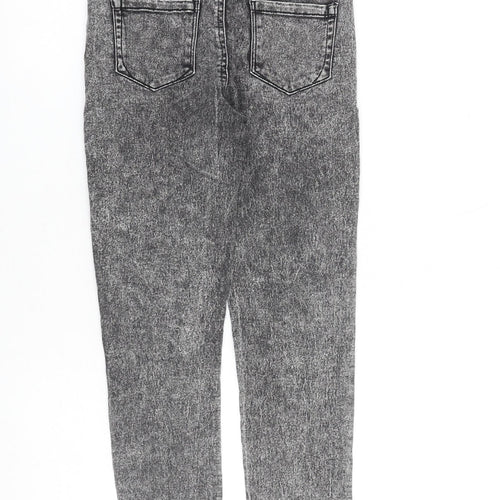 Denim & Co. Girls Grey Cotton Skinny Jeans Size 9-10 Years L23 in Regular Zip